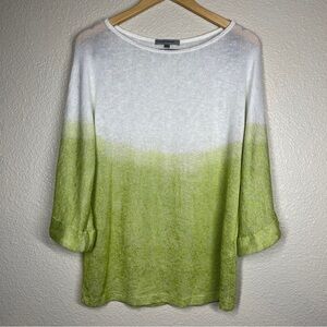 People Like Frank Sweater Ombré Bell Sleeve Green/White Women’s Size Medium
